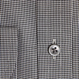 Contemporary Fit, Classic Collar, 2 Button Cuff Shirt in a Plain Black & White Houndstooth Cotton