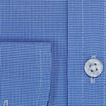 Contemporary Fit, Classic Collar, 2 Button Cuff Shirt in a Plain Navy & White Micro Houndstooth Cotton