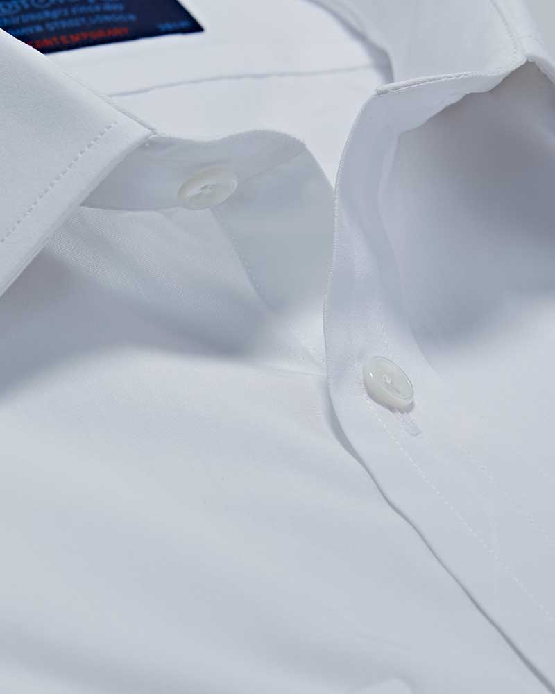 Contemporary Fit, Classic Collar, Double Cuff In Plain White Poplin Cotton