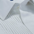 Contemporary Fit, Classic Collar, Double Cuff White Poplin Cotton Shirt with a Narrow Pleated Front