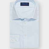 Contemporary Fit, Classic Collar, Two Button Cuff in Baby Blue POW Check