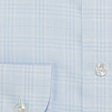 Contemporary Fit, Classic Collar, Two Button Cuff in Baby Blue POW Check