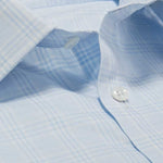 Contemporary Fit, Classic Collar, Two Button Cuff in Baby Blue POW Check