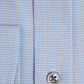 Contemporary Fit, Classic Collar, Two Button Cuff in Blue & White Houndstooth