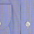 Contemporary Fit, Classic Collar, Two Button Cuff in Blue & White Shepherds Check