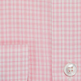 Contemporary Fit, Classic Collar, Two Button Cuff in Pink Grid Gingham Check