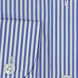 Contemporary Fit, Cut-away Collar, 2 Button Cuff Shirt in a Blue & White Medium Bengal Poplin Cotton