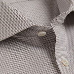 Contemporary Fit, Cut - away Collar, 2 Button Cuff Shirt in a Brown, Navy & White Textured Twill Cotton
