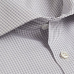 Contemporary Fit, Cut - away Collar, 2 Button Cuff Shirt in a Grey & White Check Poplin Cotton