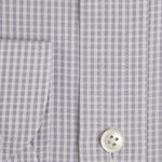 Contemporary Fit, Cut - away Collar, 2 Button Cuff Shirt in a Grey & White Check Poplin Cotton