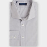 Contemporary Fit, Cut - away Collar, 2 Button Cuff Shirt in a Grey & White Check Poplin Cotton