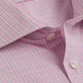 Contemporary Fit, Cut - away Collar, 2 Button Cuff Shirt in a Pink & White Check Poplin Cotton