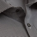 Contemporary Fit, Cut - away Collar, 2 Button Cuff Shirt in a Plain Black & White Houndstooth Cotton