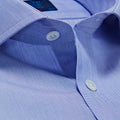 Contemporary Fit, Cut-away Collar, 2 Button Cuff Shirt in a Plain Blue End-On-End Cotton