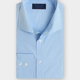 Contemporary Fit, Cut - away Collar, 2 Button Cuff Shirt in a Plain Ice Blue Poplin Cotton