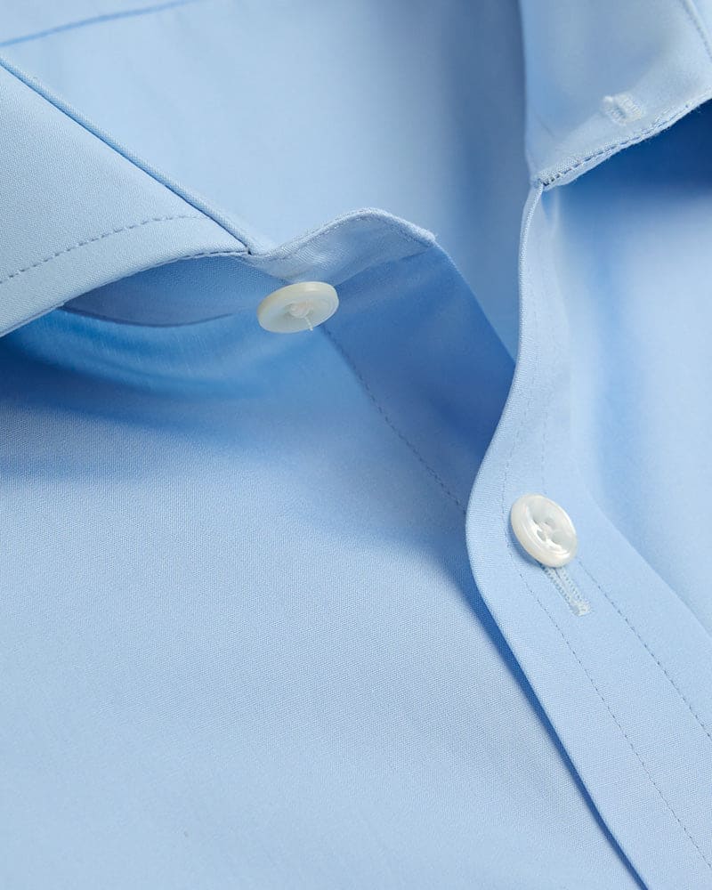 Contemporary Fit, Cut - away Collar, 2 Button Cuff Shirt in a Plain Ice Blue Poplin Cotton