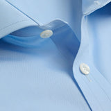 Contemporary Fit, Cut - away Collar, 2 Button Cuff Shirt in a Plain Ice Blue Poplin Cotton