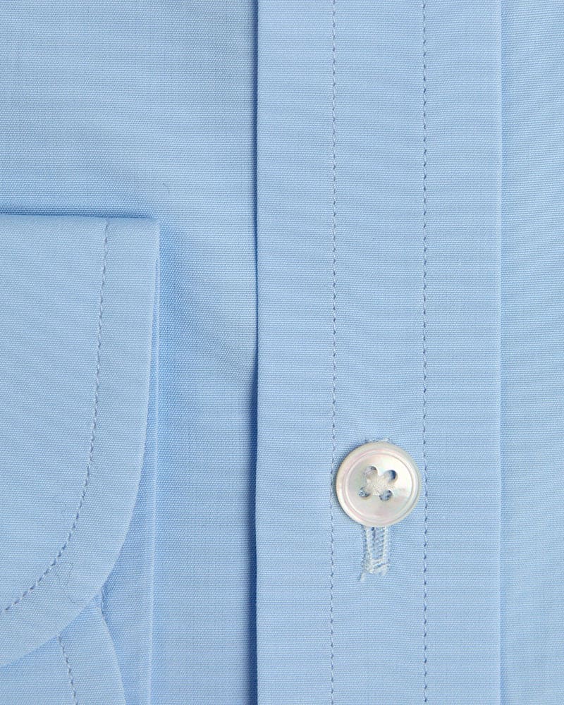 Contemporary Fit, Cut - away Collar, 2 Button Cuff Shirt in a Plain Ice Blue Poplin Cotton