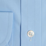 Contemporary Fit, Cut - away Collar, 2 Button Cuff Shirt in a Plain Ice Blue Poplin Cotton