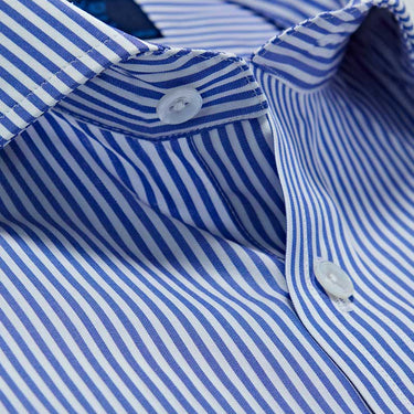 Contemporary Fit, Cut-away Collar, Double Cuff Shirt in a Blue & White Medium Bengal Poplin Cotton