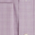 Contemporary Fit, Cut - away Collar, Double Cuff Shirt in a Lilac & White Check Poplin Cotton