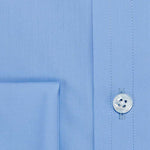 Contemporary Fit, Cut-away Collar, Double Cuff Shirt in a Plain Sky Blue Poplin Cotton