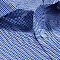 Contemporary Fit, Cutaway Collar, 2 Button Cuff Shirt in Navy & Sky Blue Check