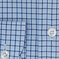 Contemporary Fit, Cutaway Collar, 2 Button Cuff Shirt in Sky Blue & Navy Check