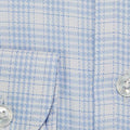 Contemporary Fit, Cutaway Collar, Two Button Cuff Light Blue Broken POW Check Cotton & Linen