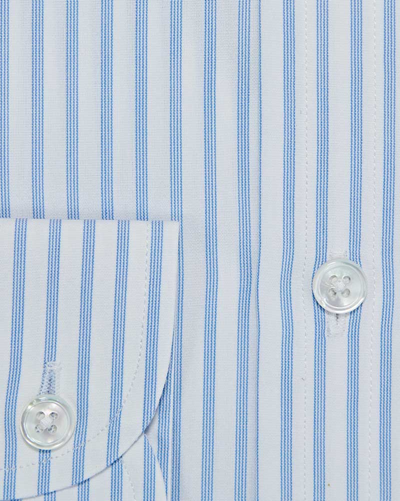 Contemporary Fit, Cutaway Collar, Two Button Cuff Light Blue Grid Stripe
