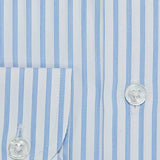 Contemporary Fit, Cutaway Collar, Two Button Cuff Light Blue Grid Stripe