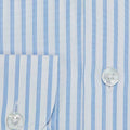 Contemporary Fit, Cutaway Collar, Two Button Cuff Light Blue Grid Stripe