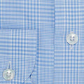 Contemporary Fit, Cutaway Collar, Two Button Cuff Light Blue & White POW Check