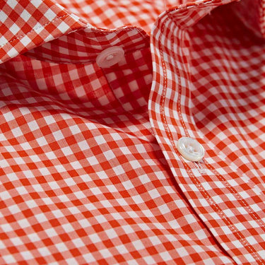 Contemporary Fit, Cutaway Collar, Two Button Cuff Orange Gingham Check