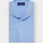Contemporary Fit, Cutaway Collar, Two Button Cuff Shirt In Plain Blue Poplin