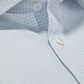 Contemporary Fit, Cutaway Collar, Two Button Cuff White Twill Blue Grid Check