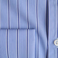 Contemporary Fit Light Blue & Navy Fine Stripe Cotton Shirt with Classic Collar & Double Cuff