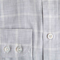 Contemporary Fit Light Grey Large Check Brushed Cotton Shirt with Button Down Collar & Two Button Cuff