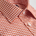 Contemporary Fit Orange Gingham Check Cotton Twill Shirt with Classic Collar & Two Button Cuff