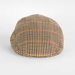 Cream, Blue & Red Wool Houndstooth Flat Cap