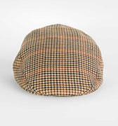 Cream, Blue & Red Wool Houndstooth Flat Cap