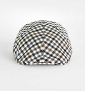 Cream, Brown, Grey & Black Medium Check Twill Wool Roma Cap