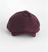 Damson Wine Twill 100% Wool Made In England Gatsby Cap