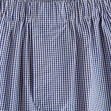 Dark Blue Gingham Check Cotton Poplin Boxer Shorts