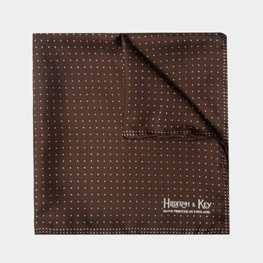 Dark Brown & White Small Spot Silk Pocket Square