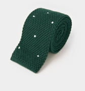 Dark Green & White Spot Knitted Cashmere Tie