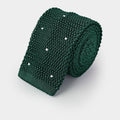 Dark Green & White Spot Knitted Silk Tie