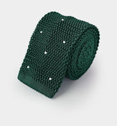 Dark Green & White Spot Knitted Silk Tie