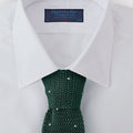 Dark Green & White Spot Knitted Silk Tie