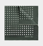 Dark Grey Silk Handkerchief with White Spots